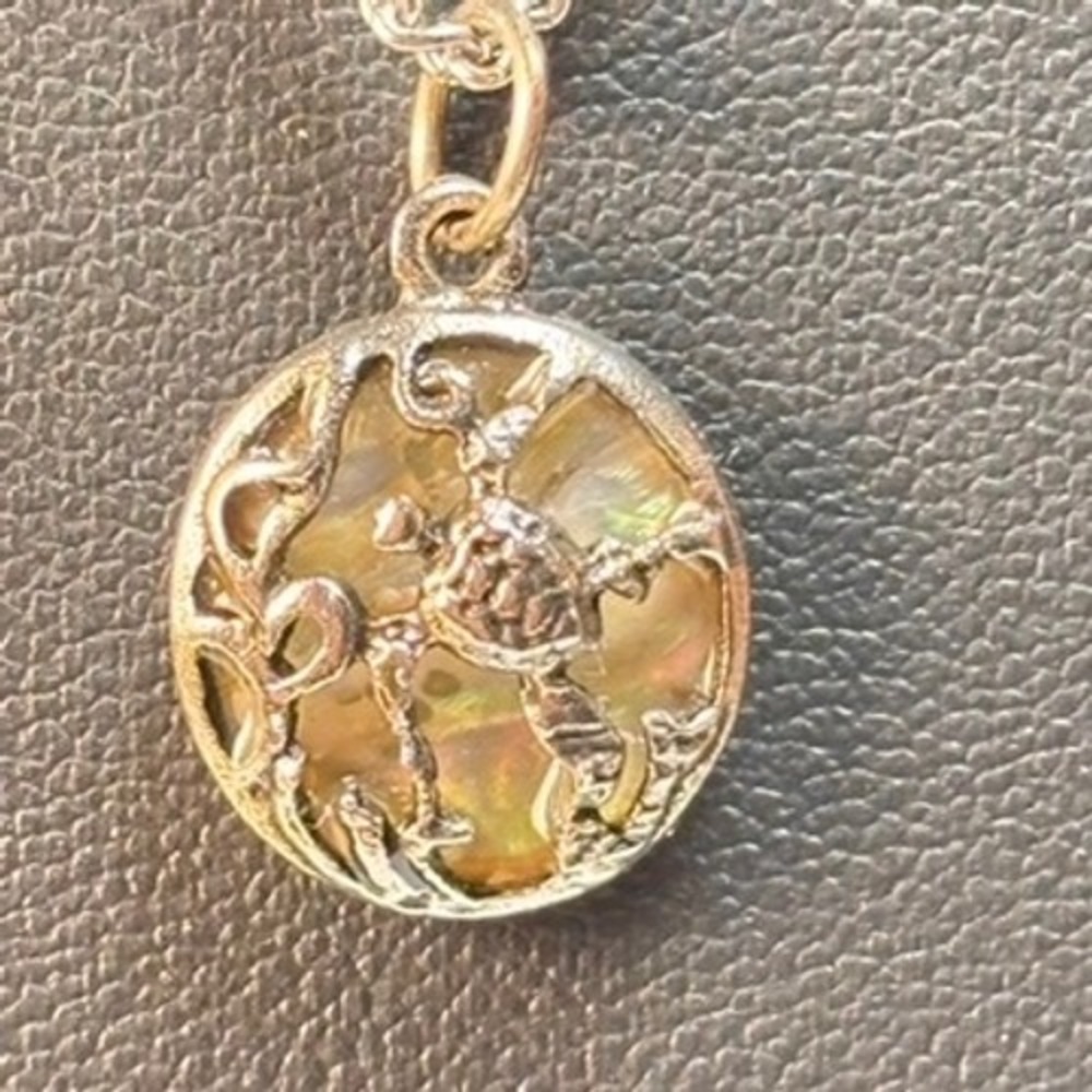 Sea Turtle Pendant Necklace Silver Tone Coastal Beach Boho Tiny